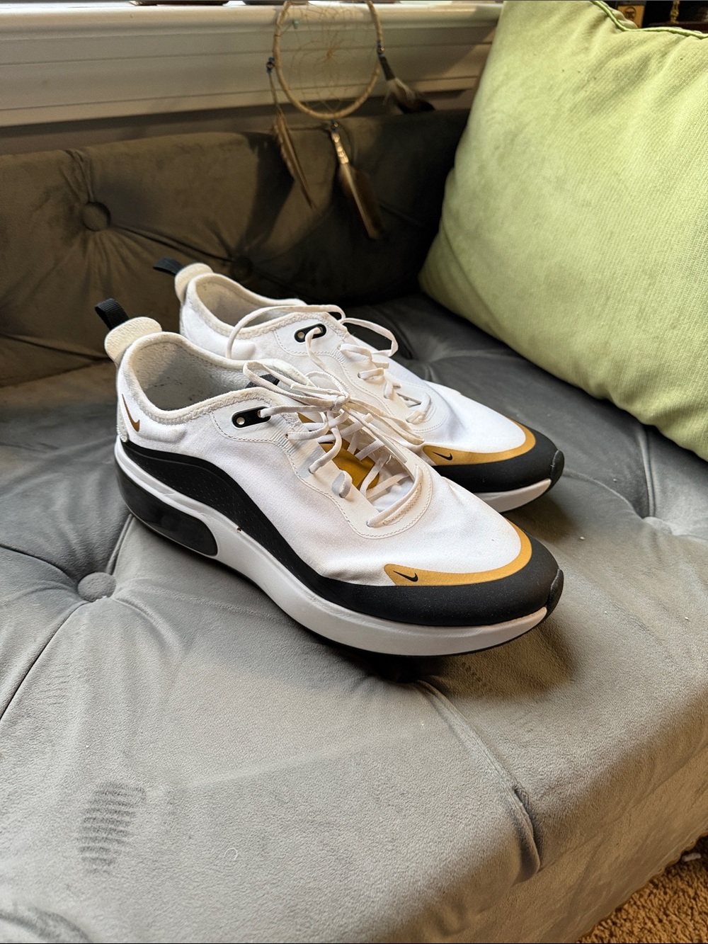 Nike White Black Gold Athletic Low-Top Sneakers